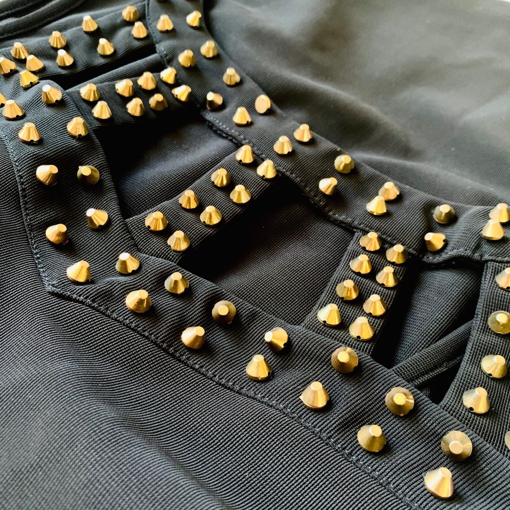 Melrose Gold Studded Black Dress